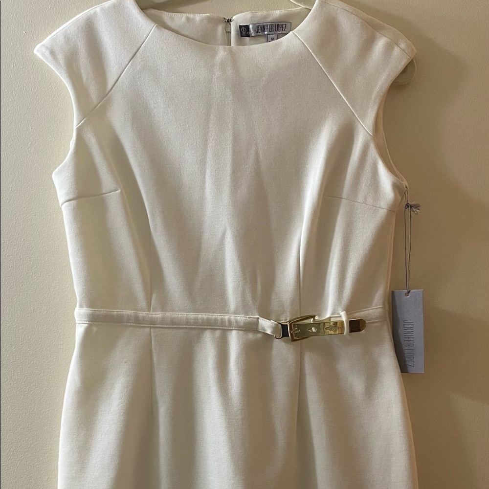 NWT Jennifer Lopez Dress Size 12 Vanilla Ice White Business Casual - CUTE!.